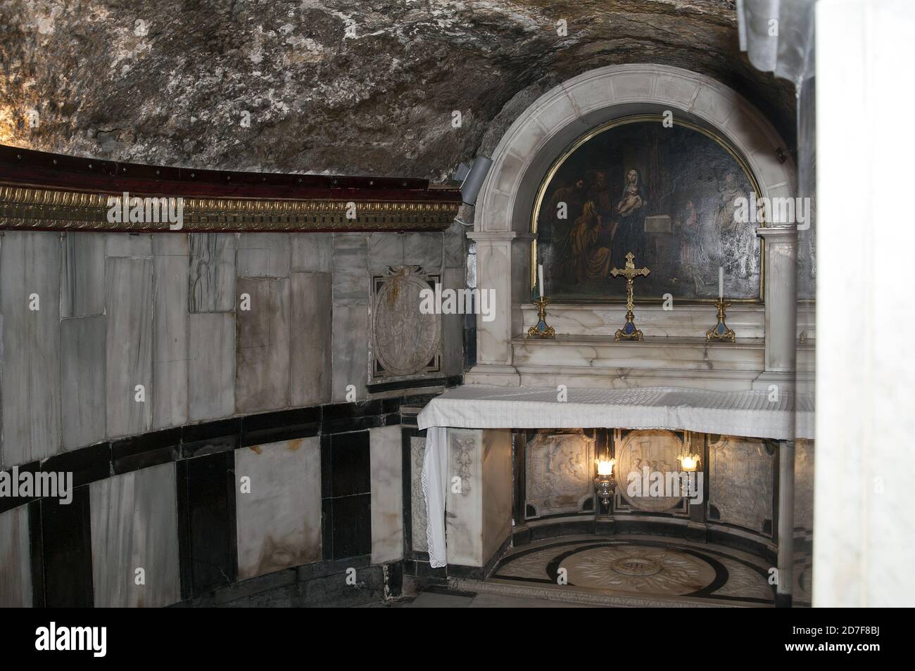 עין כרם, Ein Karem, عين كارم, Israele, Izrael, ישראל; Chiesa di San Giovanni Battista; Grotta della nascita di Giovanni Battista Foto Stock