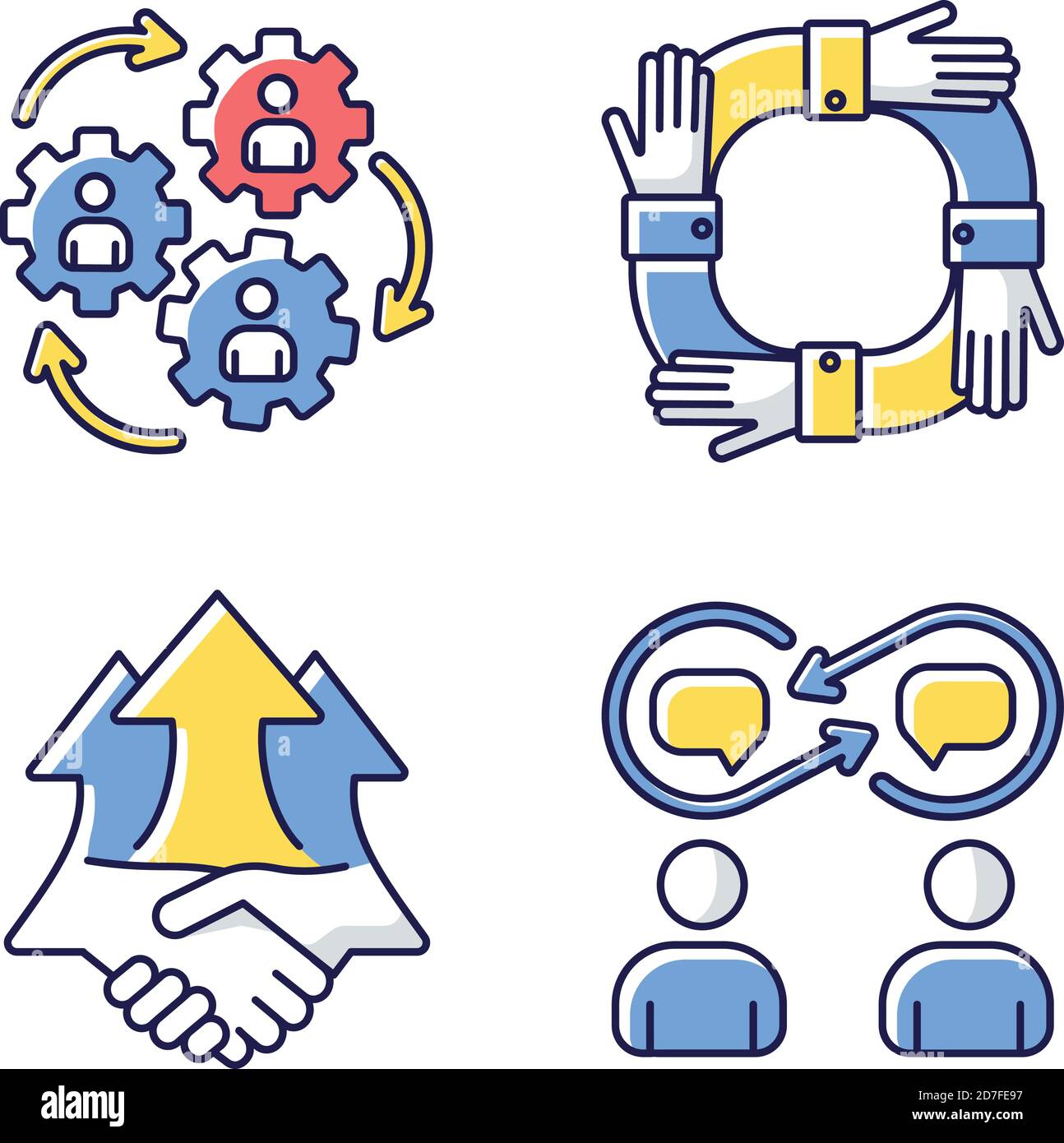 Insieme di icone di colore RGB per la cooperazione Illustrazione Vettoriale