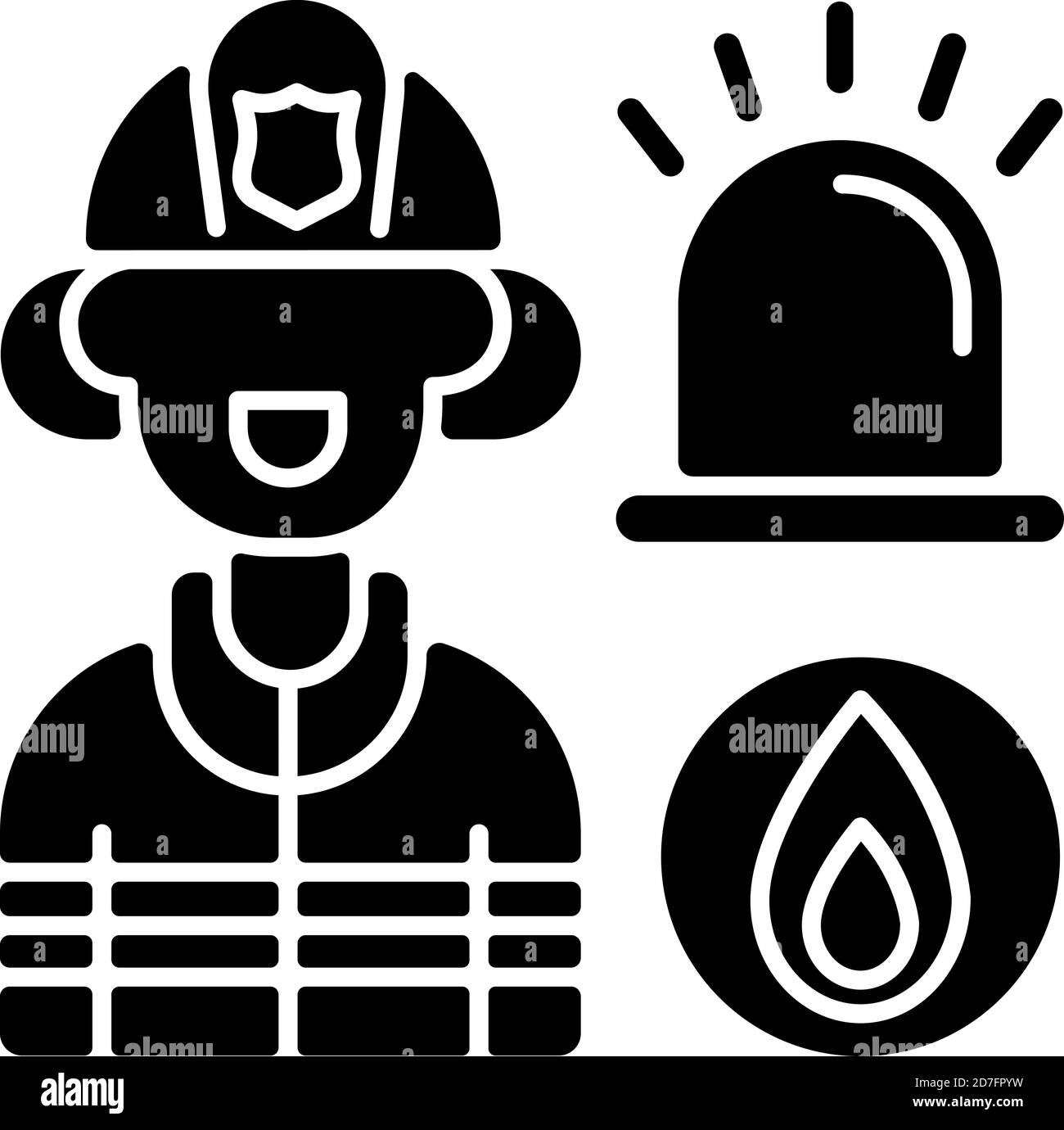 Icona glifo nero dei vigili del fuoco Illustrazione Vettoriale