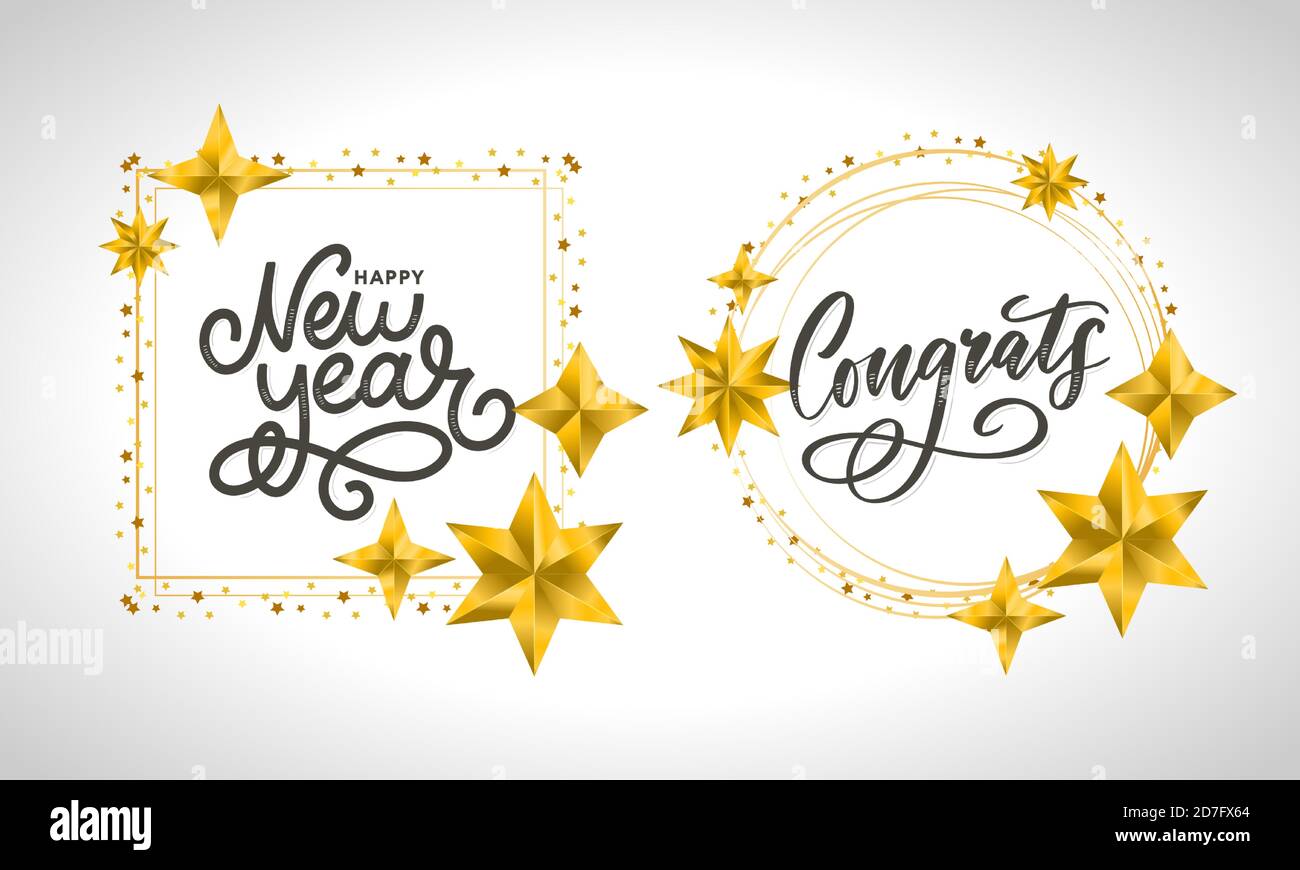 Congrats Congratulazioni carta scritta calligraphy testo Pennello Illustrazione Vettoriale