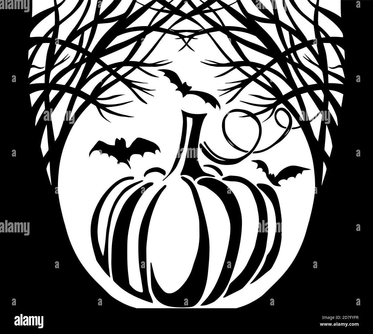 silhouette nera di zucca. Felice Halloween. Illustrazione vettoriale Illustrazione Vettoriale