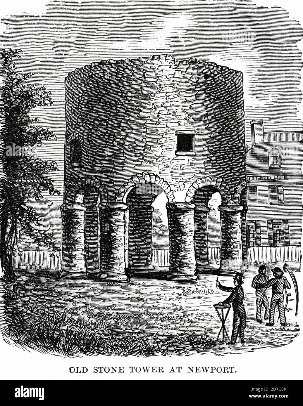 Old Stone Tower a Newport, Illustration, Ridpath's History of the World, Volume III, di John Clark Ridpath, LL. D., Merrill & Baker Publishers, New York, 1897 Foto Stock