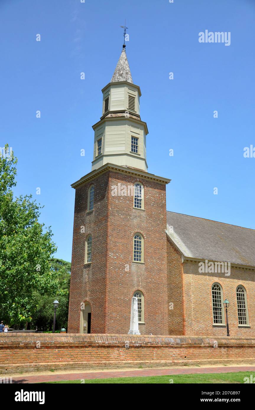 Bruton Parish Episcopal Church of British Colony, Williamsburg, Virginia VA, USA. Foto Stock