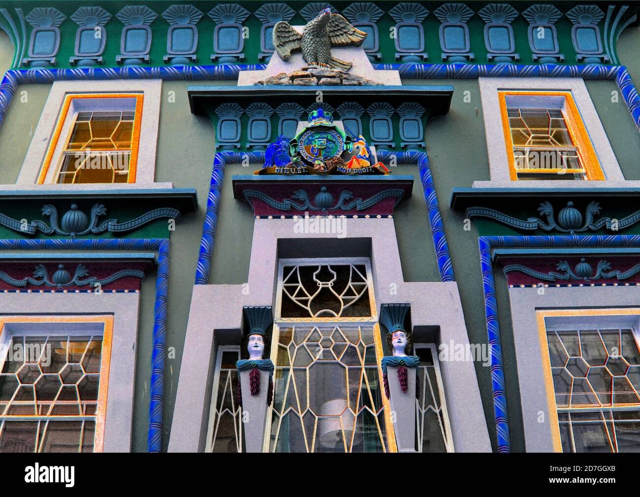 La Casa egiziana, Penzance, Cornovaglia (con modifiche di colore) Foto Stock
