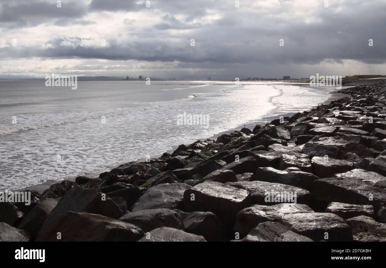 Vista a sud da Hartlepool subito dopo una doccia a pioggia Foto Stock