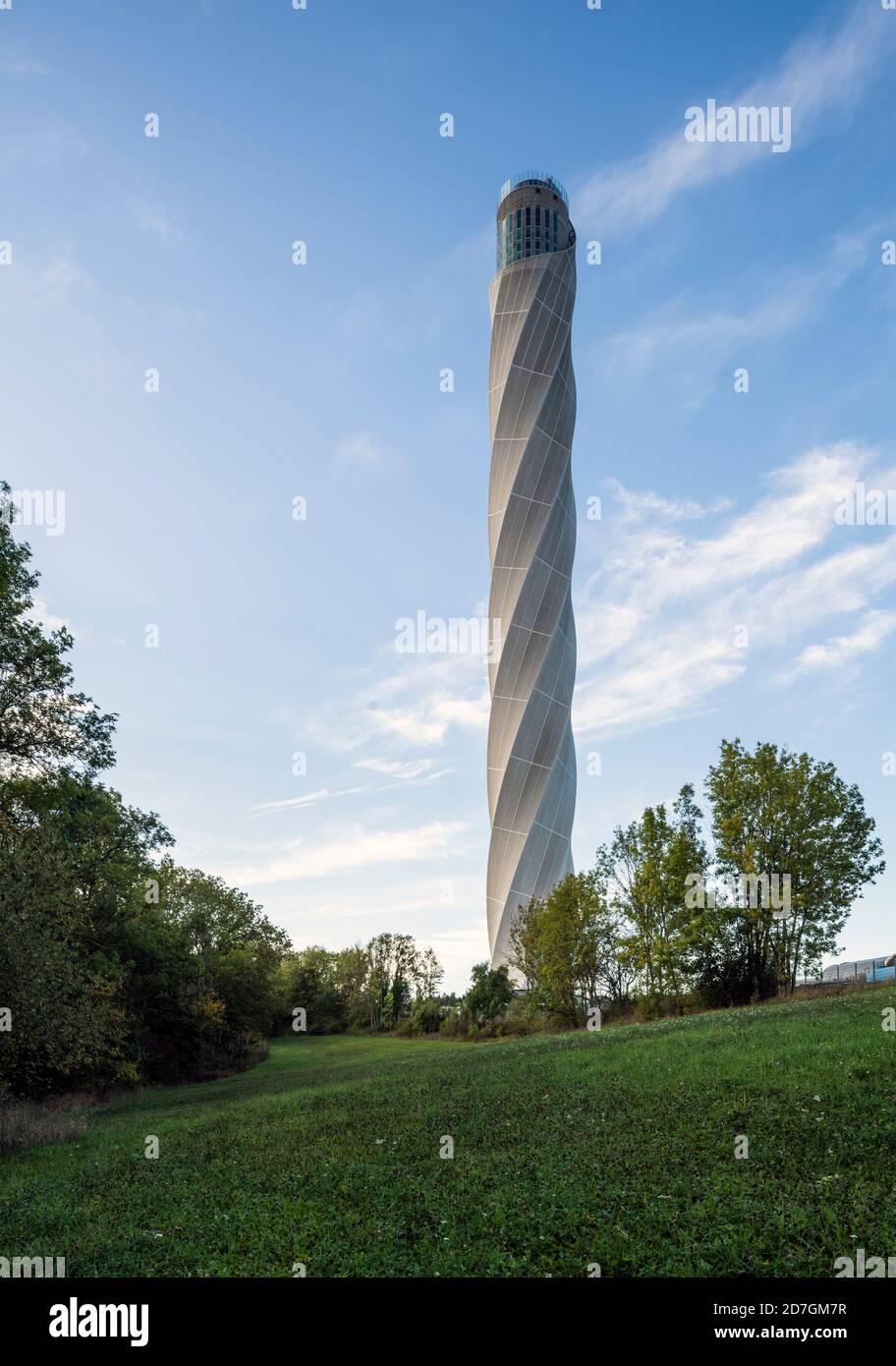 Rottweil, ThyssenKrupp Elevator Testturm für Aufzüge, 2014-2017 erbaut, Höhe 232 metri Foto Stock