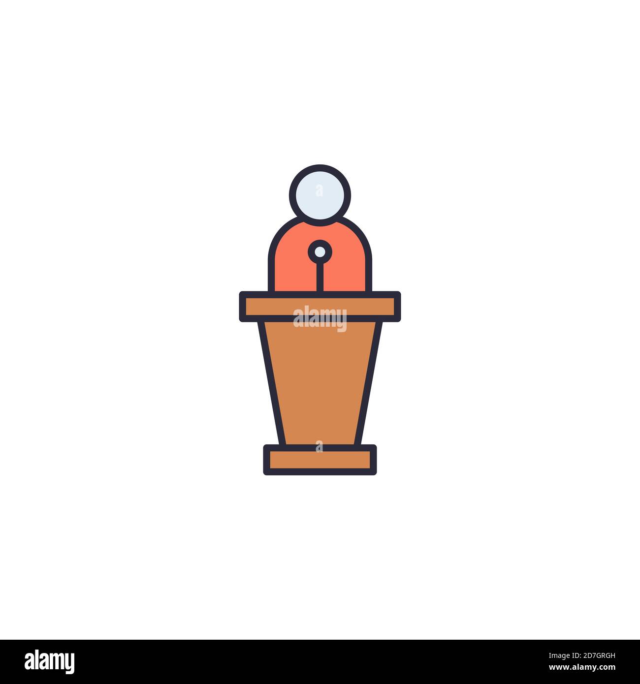 Simbolo dell'icona del vettore vocale dell'oratore Tribune isolato su sfondo bianco Illustrazione Vettoriale