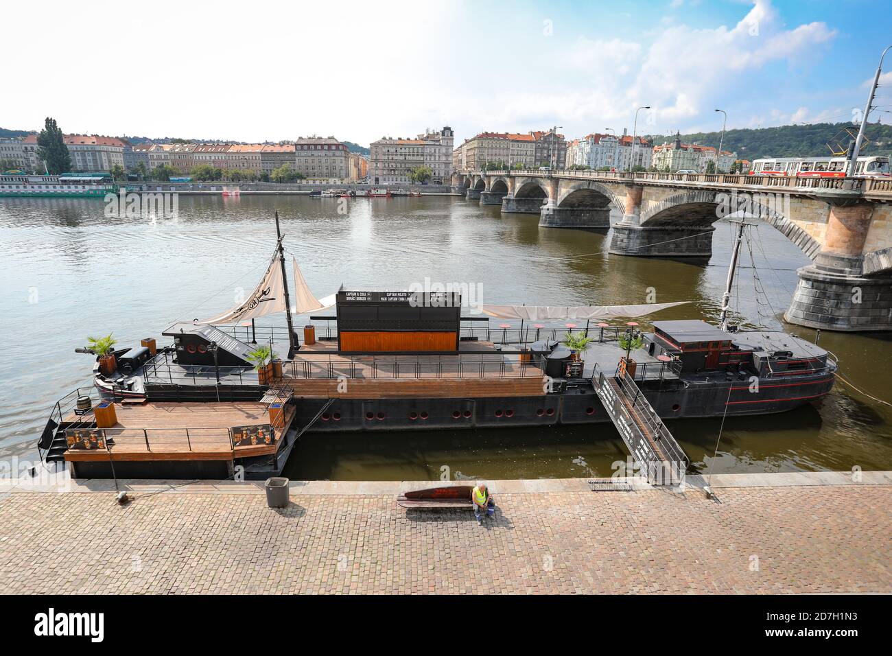 Bar barca a Praga, Repubblica Ceca Foto Stock