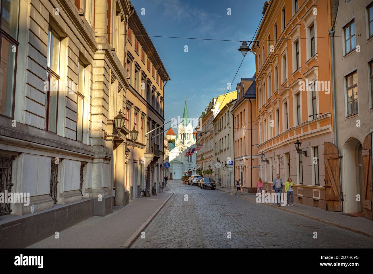 Centro di riga strade, Lettonia Foto Stock