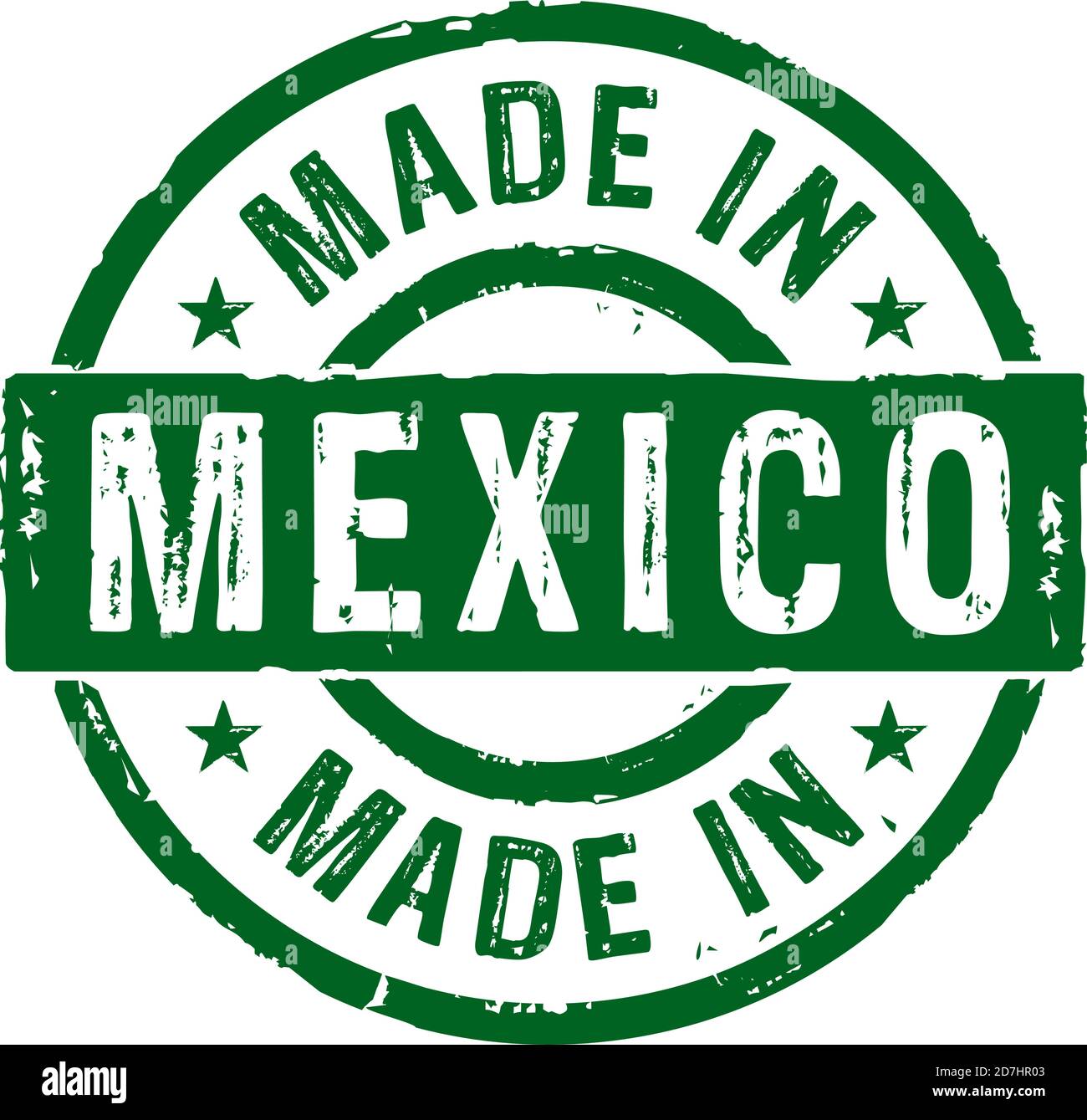 Icona vettore di francobollo made in Mexico. Concetto di fabbrica, produzione e paese di produzione. Illustrazione Vettoriale