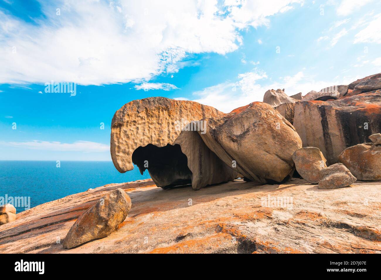 Iconiche Remarkable Rocks su Kangaroo Island, Australia Meridionale Foto Stock