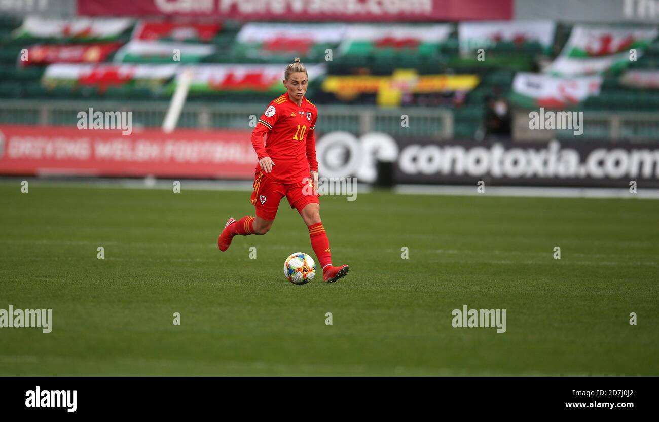 Newport, Regno Unito. 22 ottobre 2020. Jess Fishlock di donne del Galles in azione. Partita di qualificazione UEFA Women's Euro 2022, Wales Women contro le Isole Faroe alla Rodney Parade di Newport, Galles del Sud, giovedì 22 ottobre 2020. PIC di Andrew Orchard/Alamy Live News Foto Stock