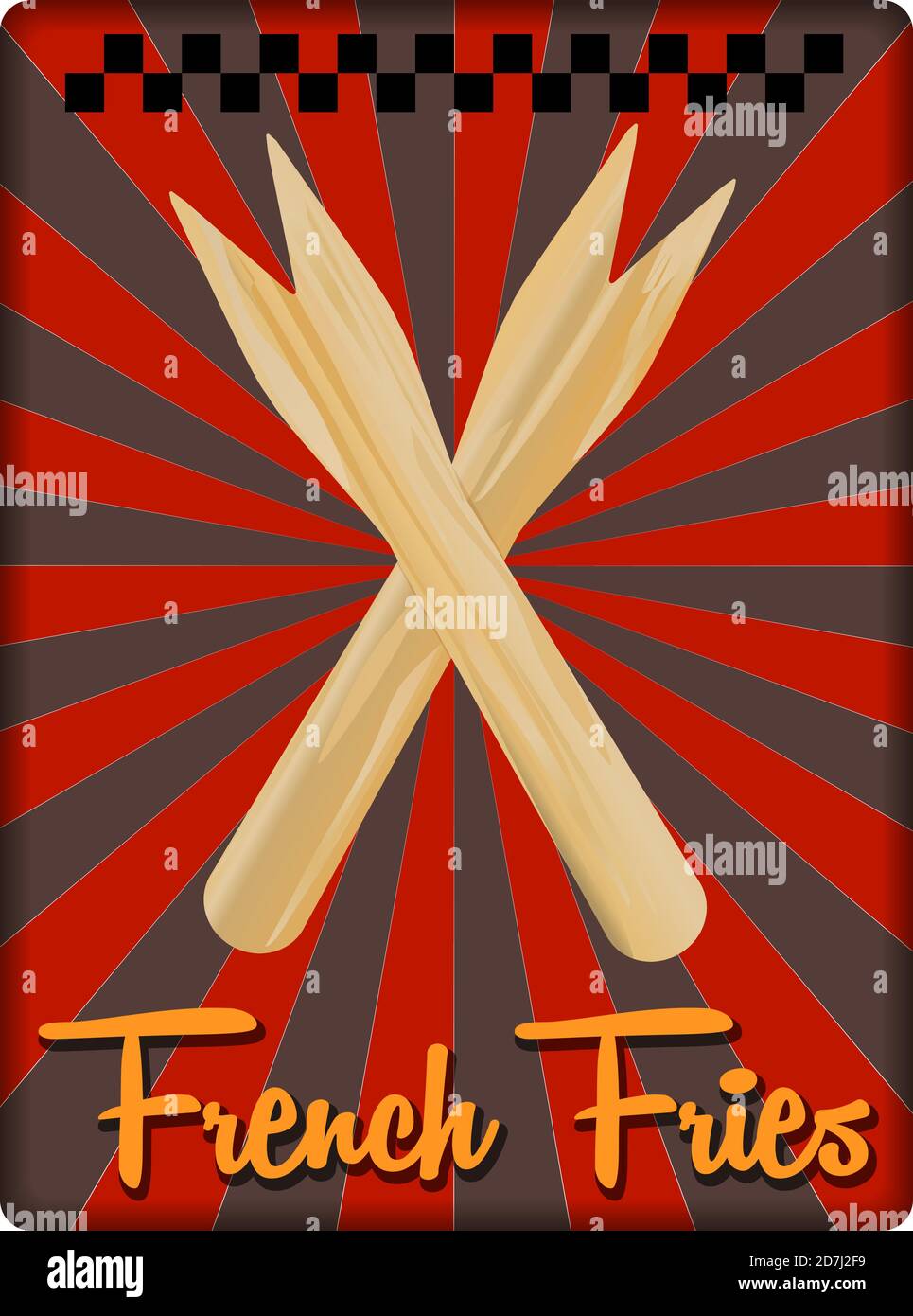 patatine fritte o diner fast food pubblicità segno, vintage stile, vettore Illustrazione Vettoriale