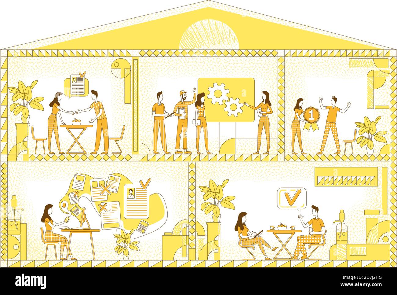 Illustrazione vettoriale della silhouette piatta della società commerciale Illustrazione Vettoriale
