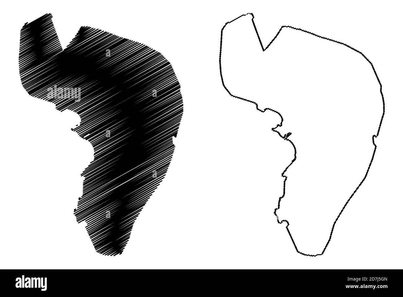 Città di Bujumbura (Repubblica del Burundi, provincia di Bujumbura Mairie) mappa illustrazione vettoriale, abbozzamento della città di Usubbura mappa Illustrazione Vettoriale