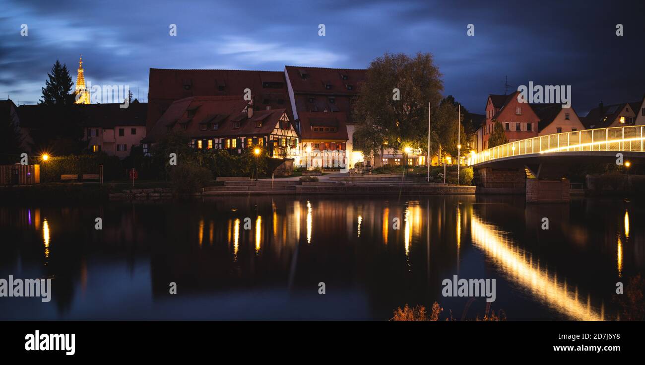 Umore serale al fiume Neckar, Rottenburg am Neckar / Germania Foto Stock