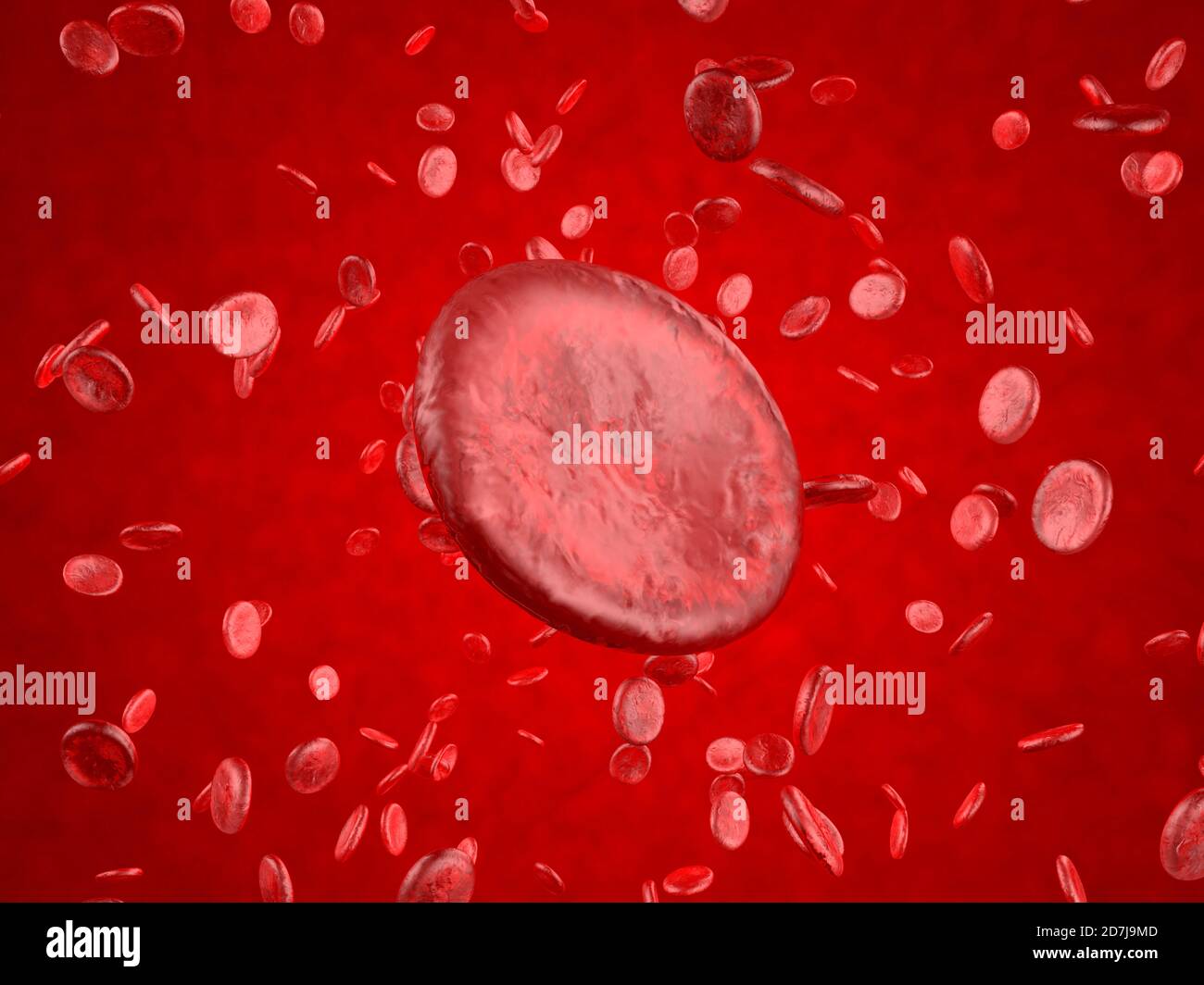 Rappresentazione 3D delle cellule dell'emoglobina che galleggiano nel sangue Foto Stock