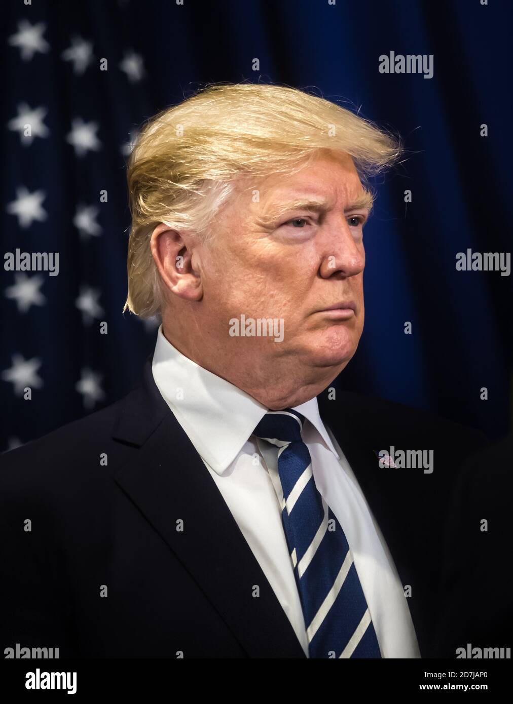 NEW YORK, USA - 21 settembre 2017: Il presidente degli Stati Uniti Donald Trump durante un incontro con il presidente dell'Ucraina a New York Foto Stock