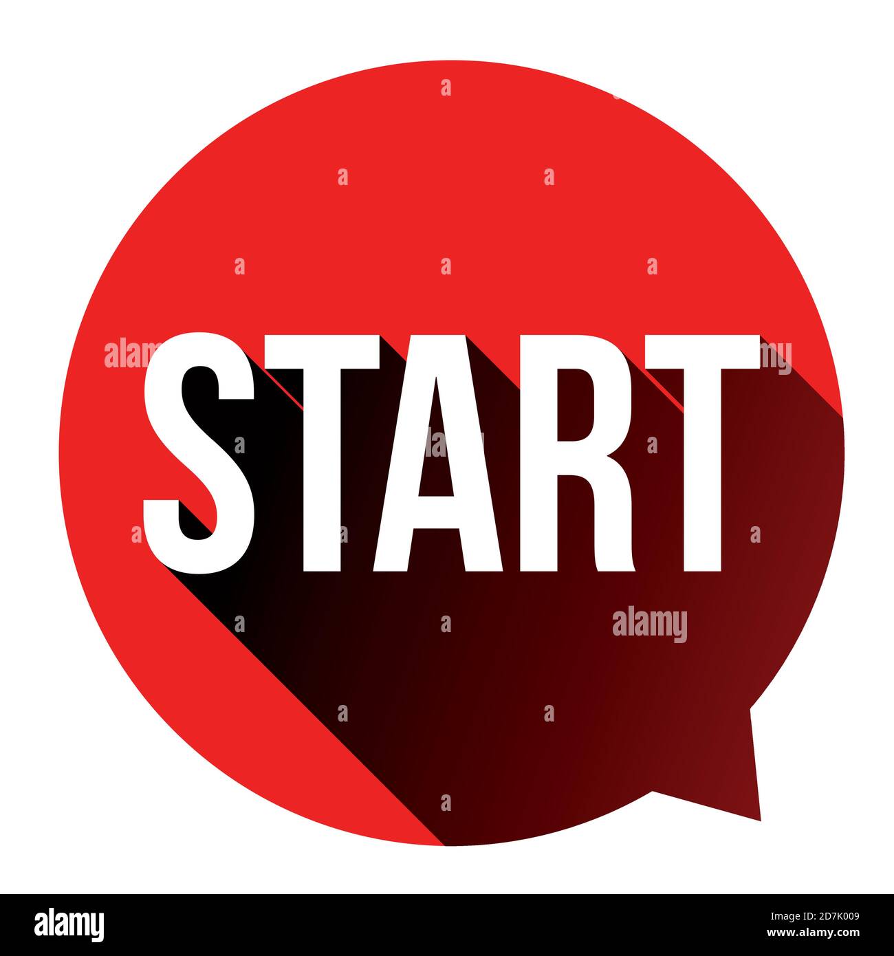 Pulsante rosso di avvio fumetto vocale Illustrazione Vettoriale