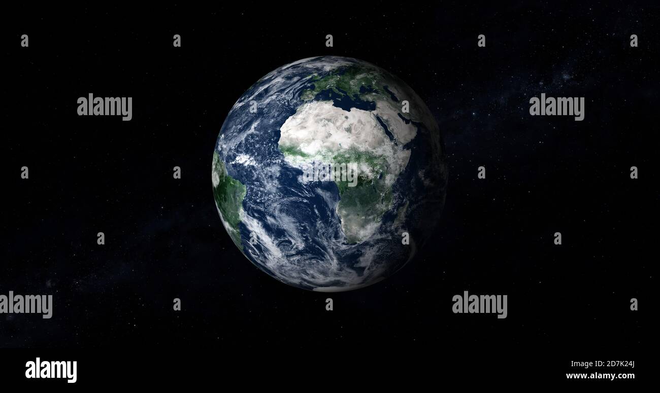 3d rendering foto realistica luna e terra con galassia colorata o nebulosa. vista frontale della luna e della terra dallo spazio con i paesaggi vista completa terra 4k Foto Stock