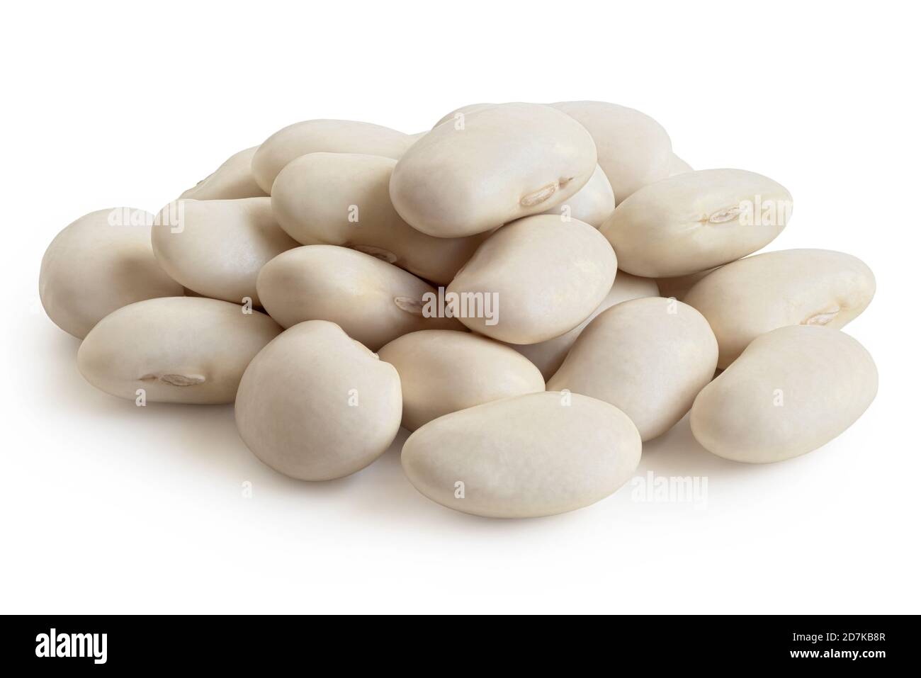 Pila di fagioli bianchi isolati su bianco. Foto Stock