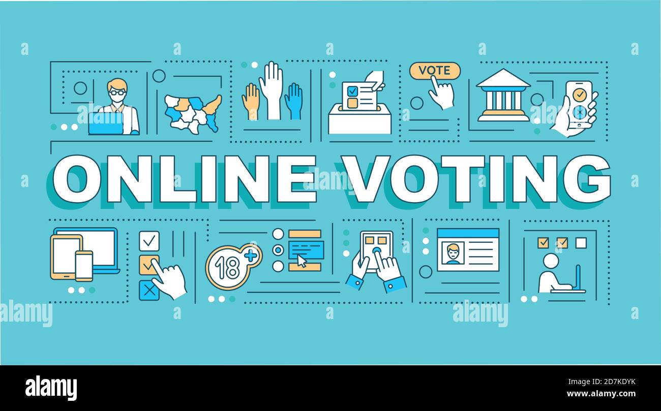 Banner concetti di parola per il voto online Illustrazione Vettoriale