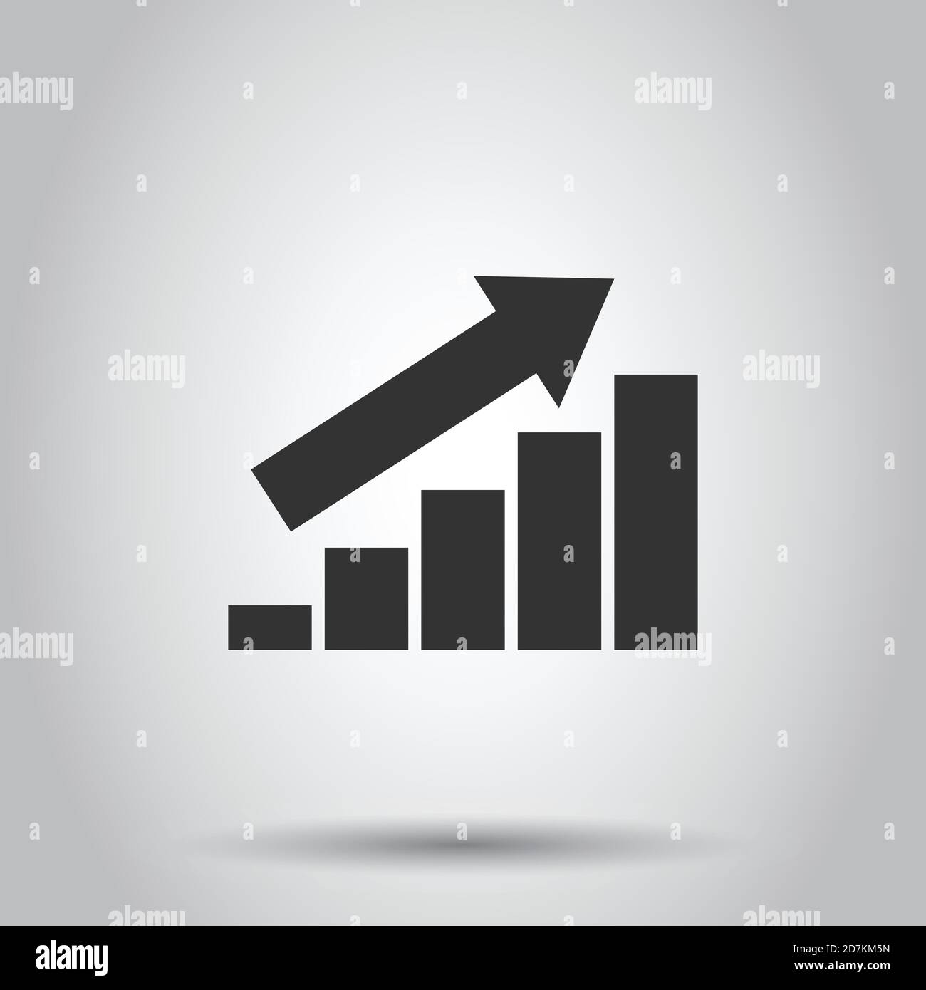 Grafico icona grafico in stile appartamento. Freccia crescere illustrazione vettoriale bianco su sfondo isolato. Analisi del concetto di business. Illustrazione Vettoriale