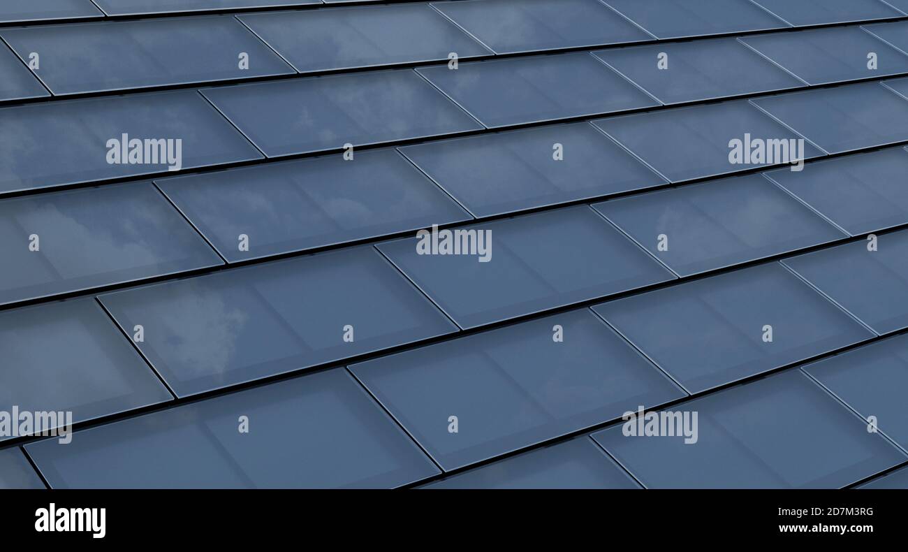 Tesla Solar Roof, Solar Shingle Tile Roof Material Foto Stock