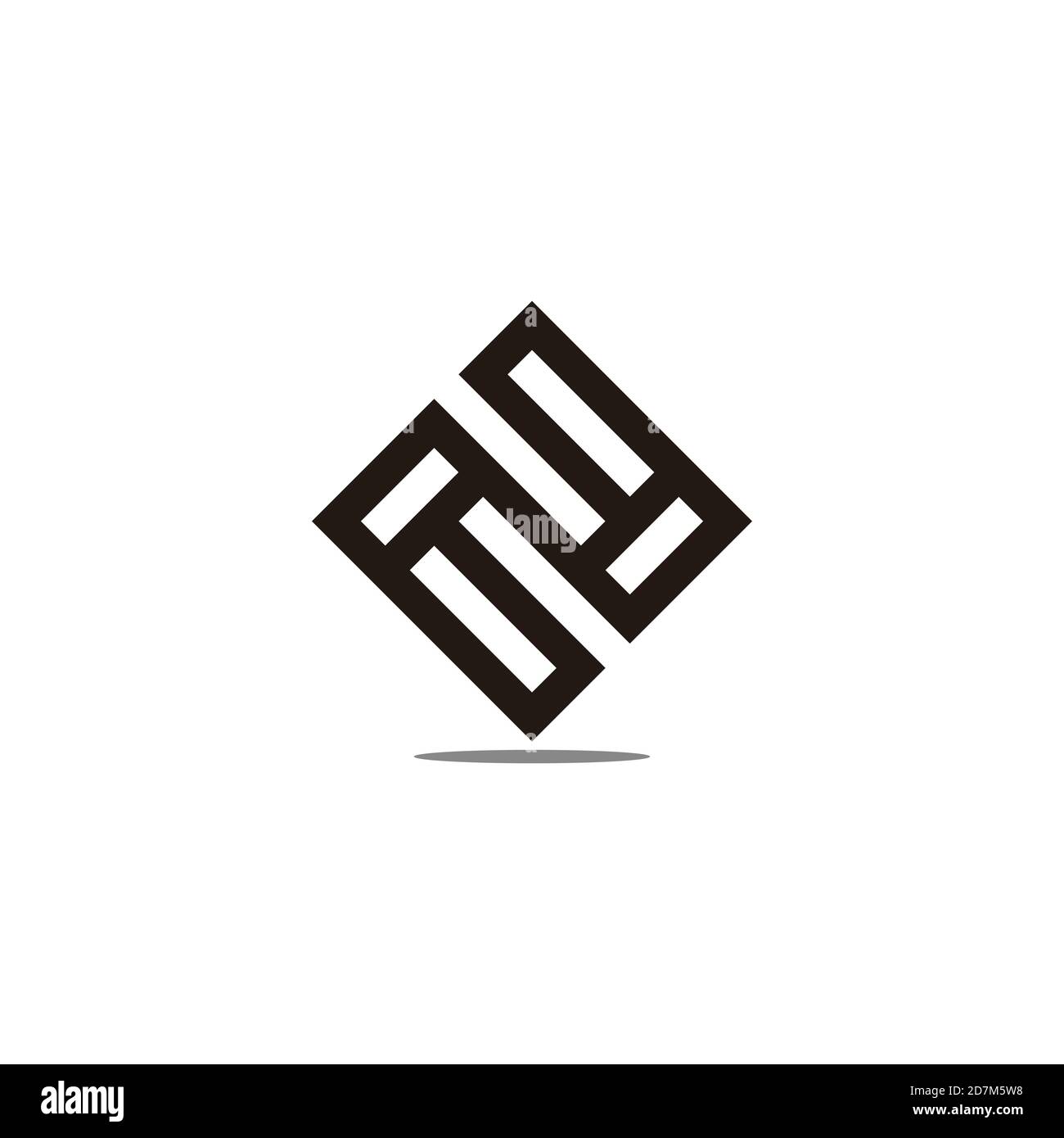 lettera n astratto vettore di logo di linea geometrica di un semplice quadrato d'ombra Illustrazione Vettoriale