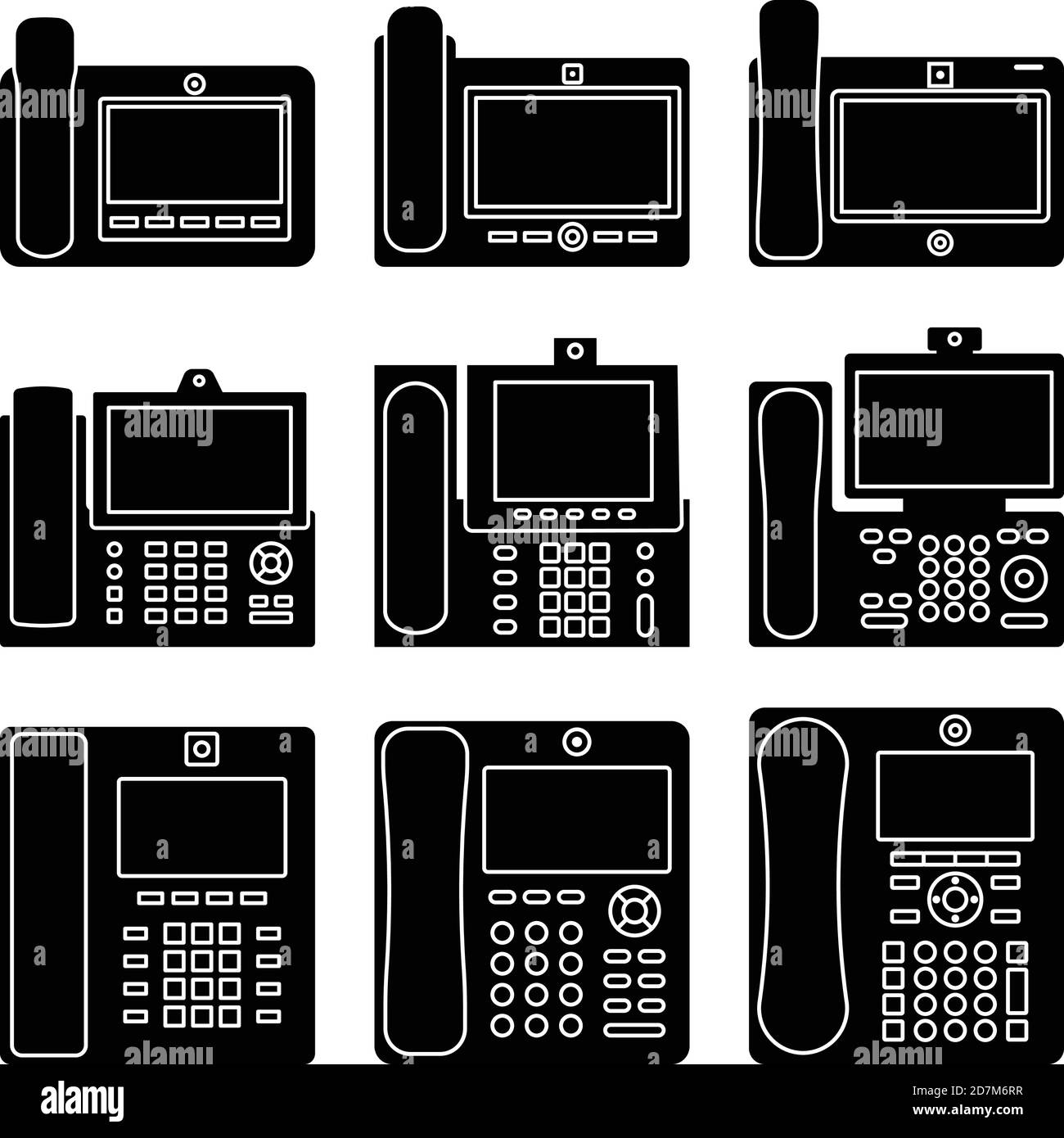 Set di icone del telefono video. Vettore silhouette Illustrazione Vettoriale