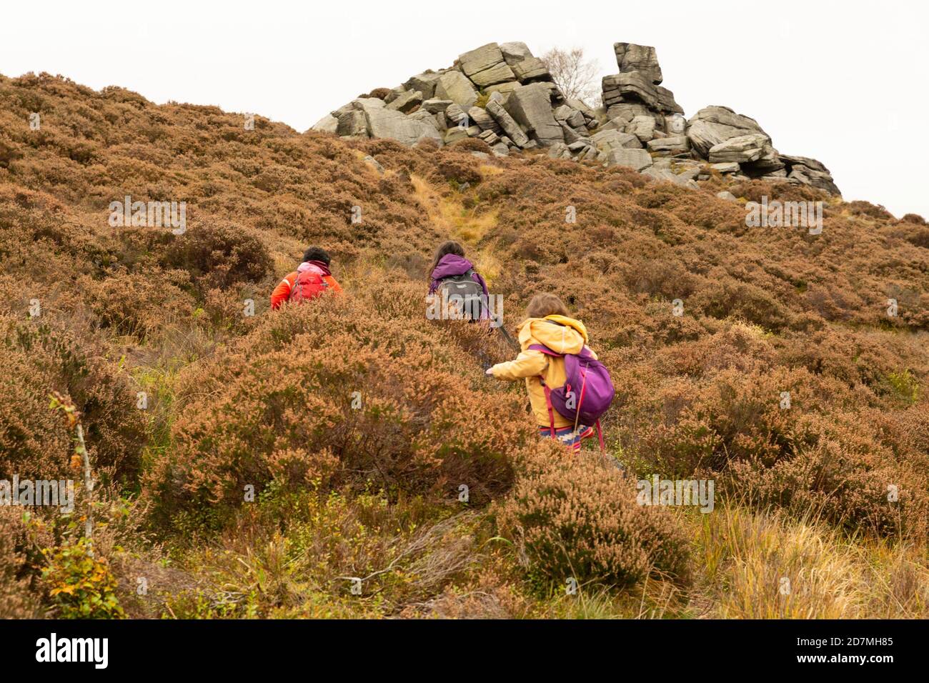 Vacanze a casa. Bambini bambini che esplorano la campagna nel Nord-Ovest. Staycation. Bambini escursioni in collina e in montagna. Foto Stock