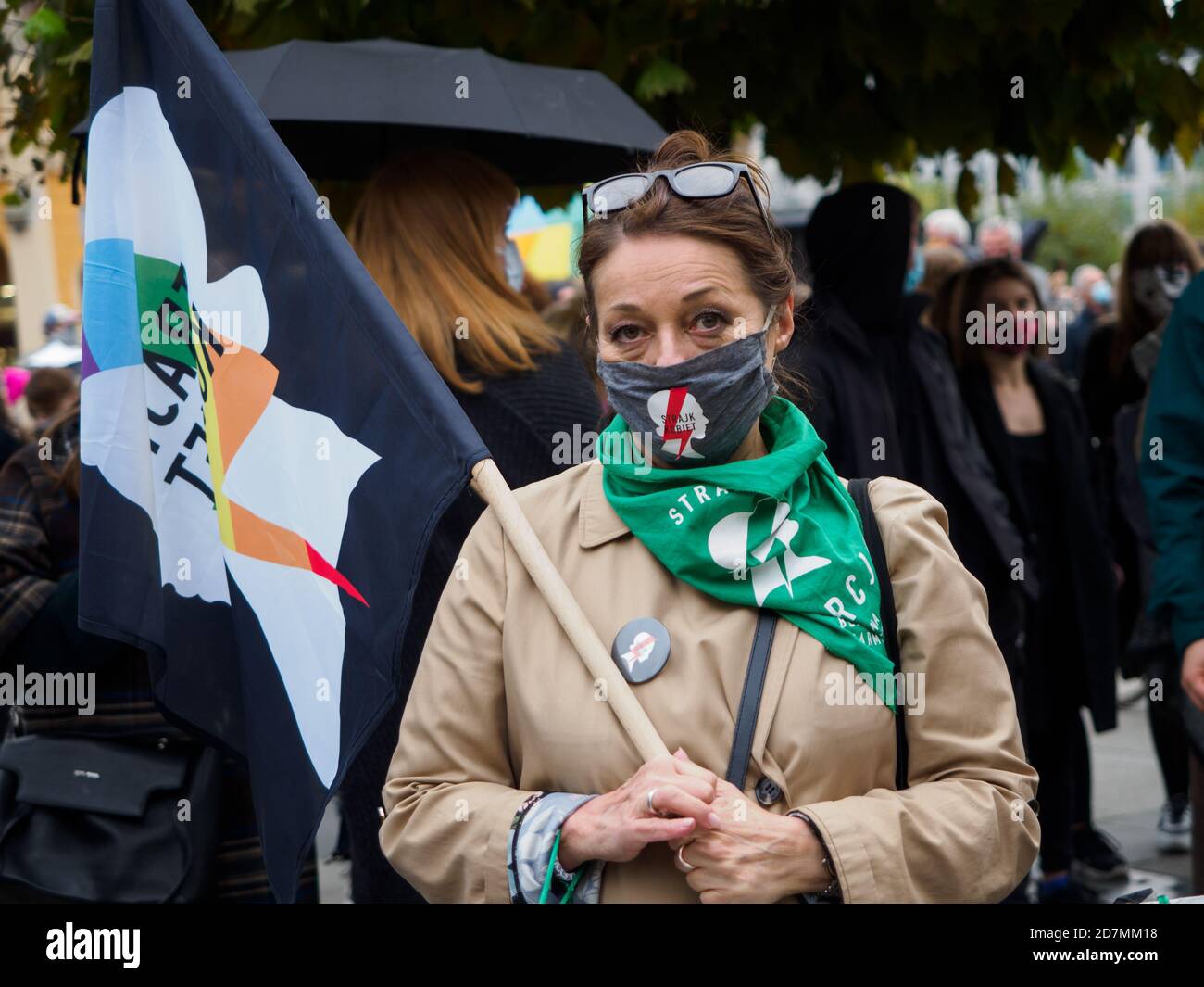 Wroclaw, Polonia, 23 ottobre 2020 - protesta delle donne nella città polacca di Wroclaw perché la corte superiore polacca regola una legge che vieta gli aborti. Foto Stock