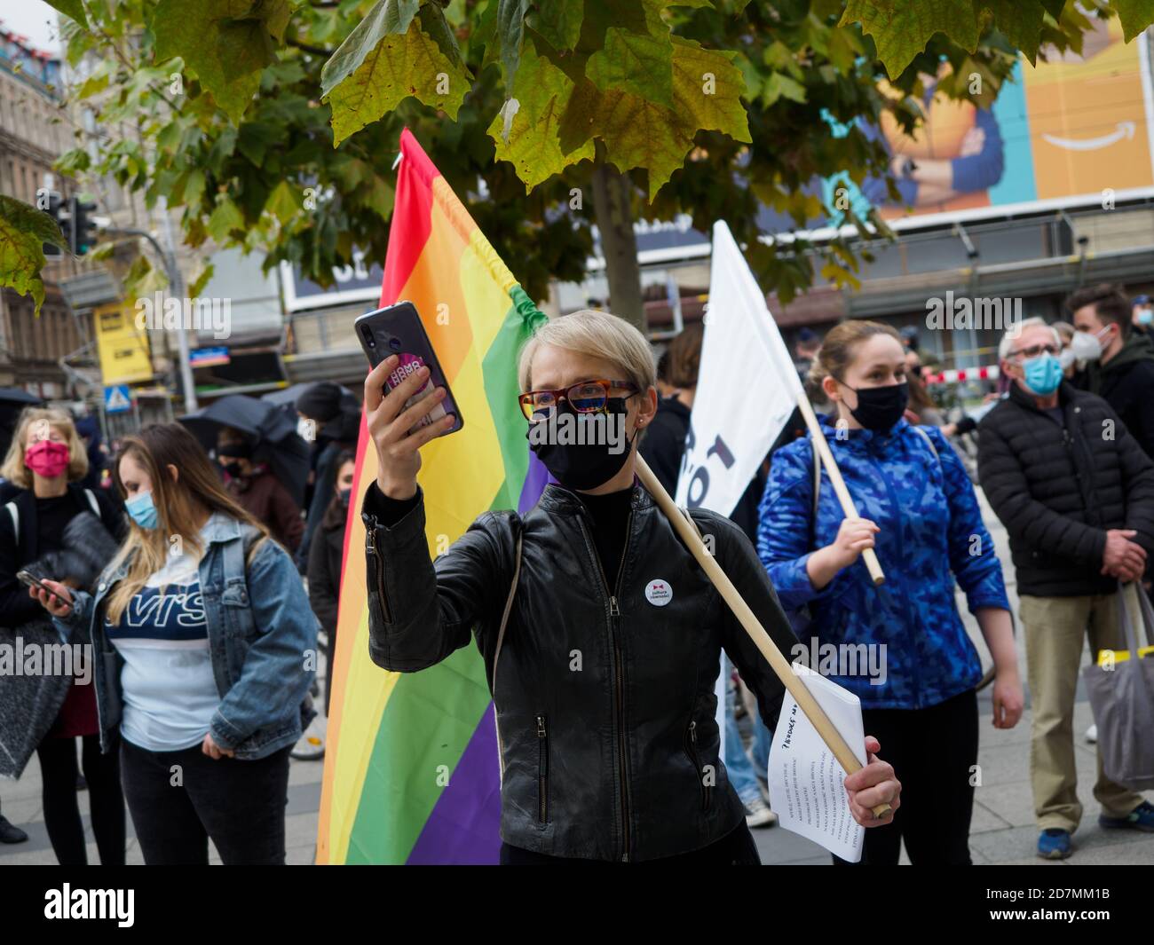 Wroclaw, Polonia, 23 ottobre 2020 - protesta delle donne nella città polacca di Wroclaw perché la corte superiore polacca regola una legge che vieta gli aborti. Foto Stock