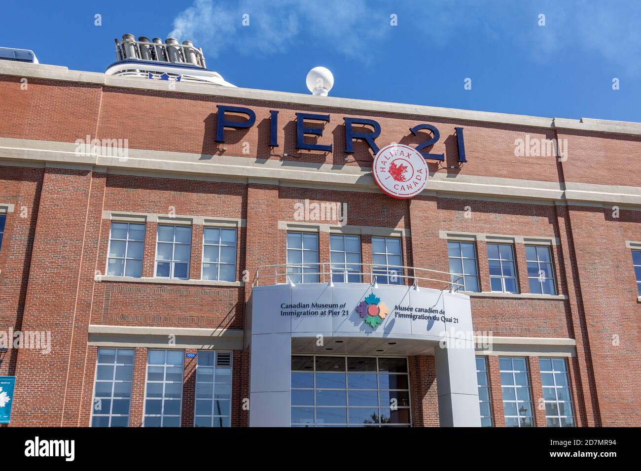 Il Canadian Museum of Immigration al Pier 21 a Halifax Nova Scotia Canada questo è stato il porto di ingresso per Migliaia di immigrati in Canada Foto Stock