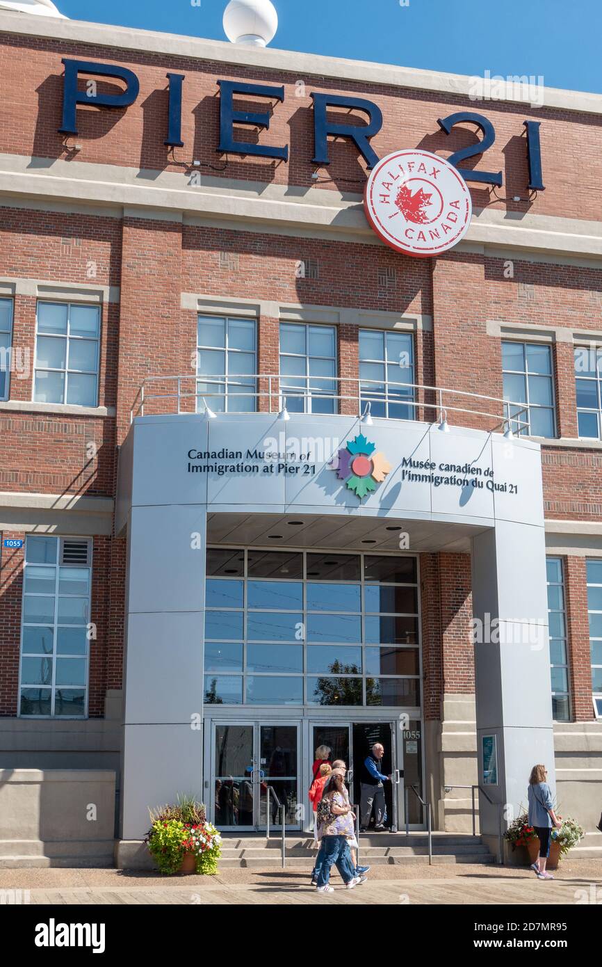 Il Canadian Museum of Immigration al Pier 21 a Halifax Nova Scotia Canada questo è stato il porto di ingresso per Migliaia di immigrati in Canada Foto Stock