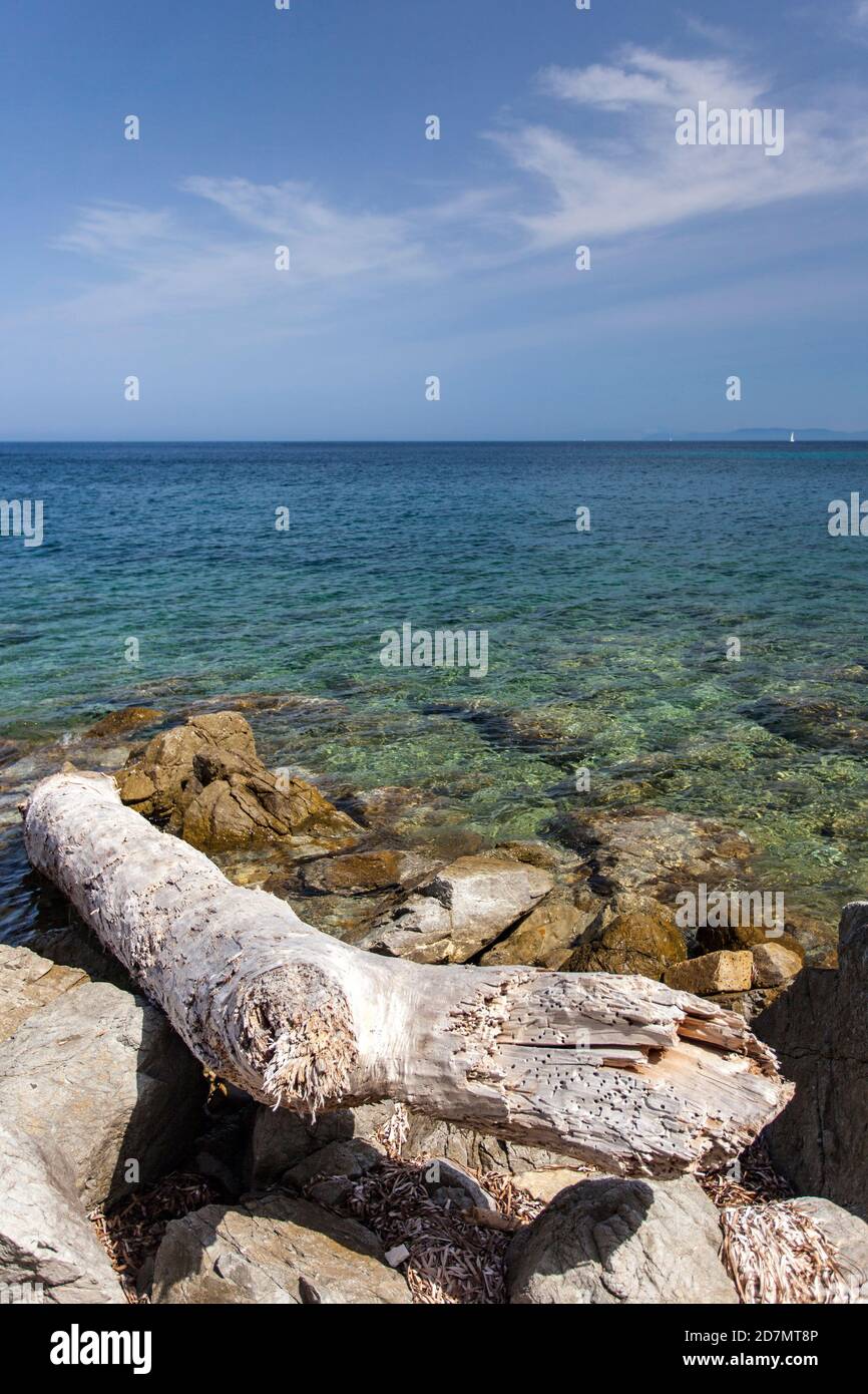 panorama del mare e delle spiagge dell'isola D'Elba Foto Stock