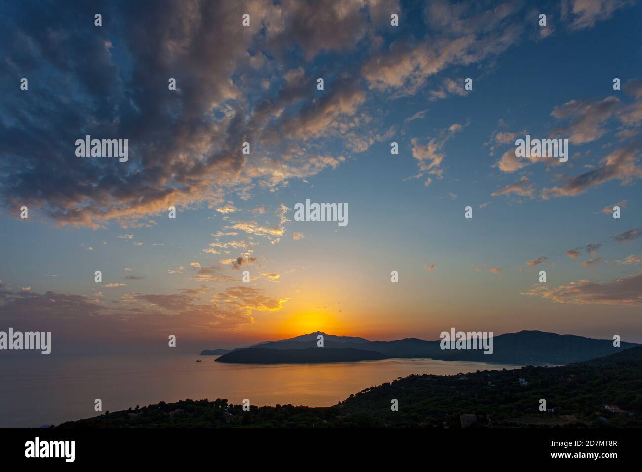 panorama del mare e delle spiagge dell'isola D'Elba Foto Stock