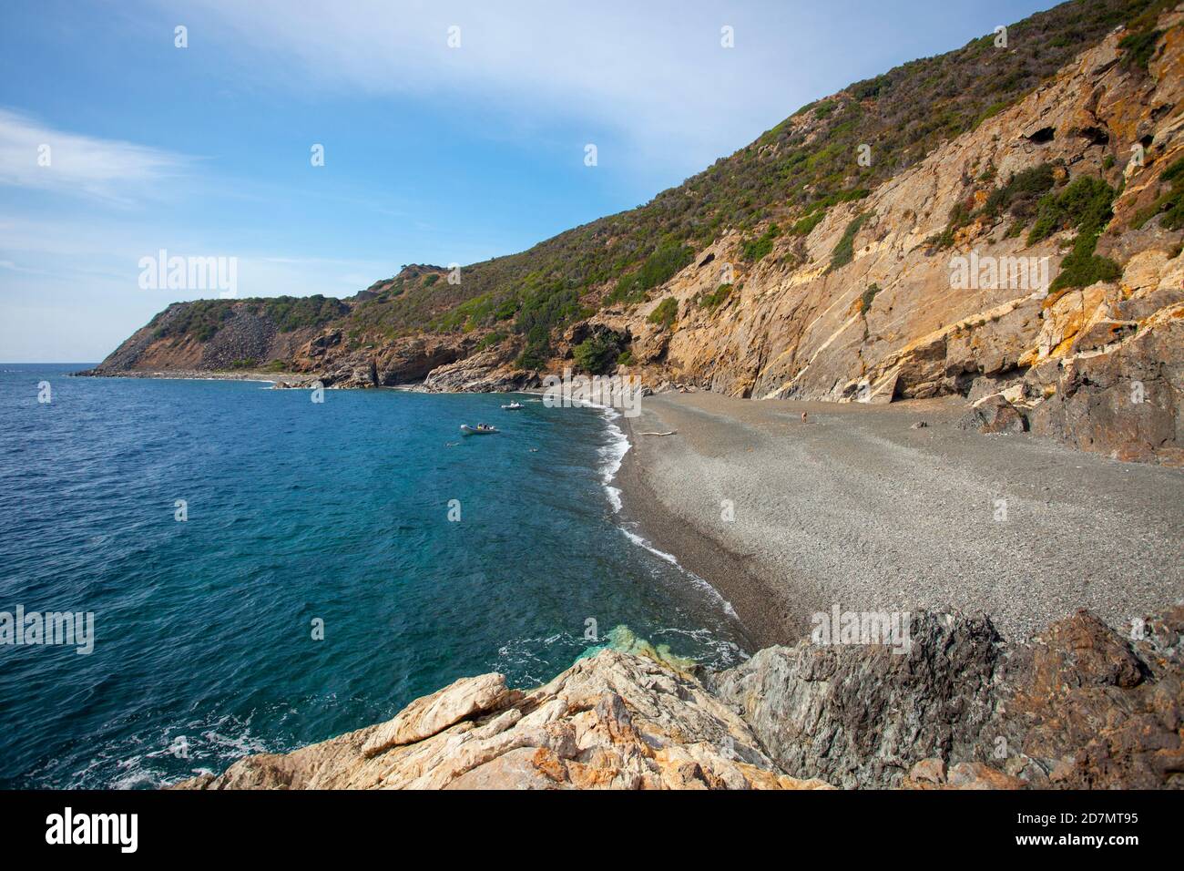 panorama del mare e delle spiagge dell'isola D'Elba Foto Stock