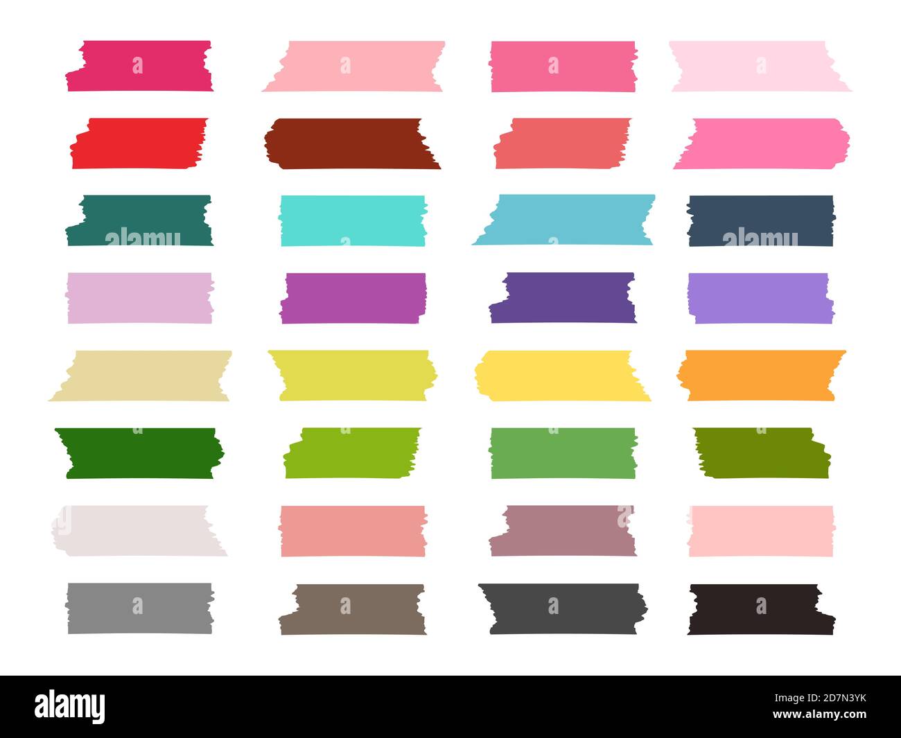 Mini strisce di nastro washi collezione vettoriale colorata. Immagine dell'adesivo a nastro per album e della carta per abbellire le strisce di etichette Illustrazione Vettoriale