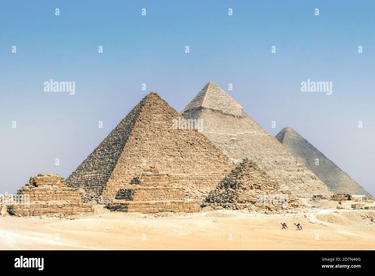 Le piramidi di Khafre e Khufu, la necropoli di Giza (Patrimonio dell'Umanità dell'UNESCO, 1979), Egitto. Civiltà egiziana, Antico Regno, Dinastia IV Foto Stock