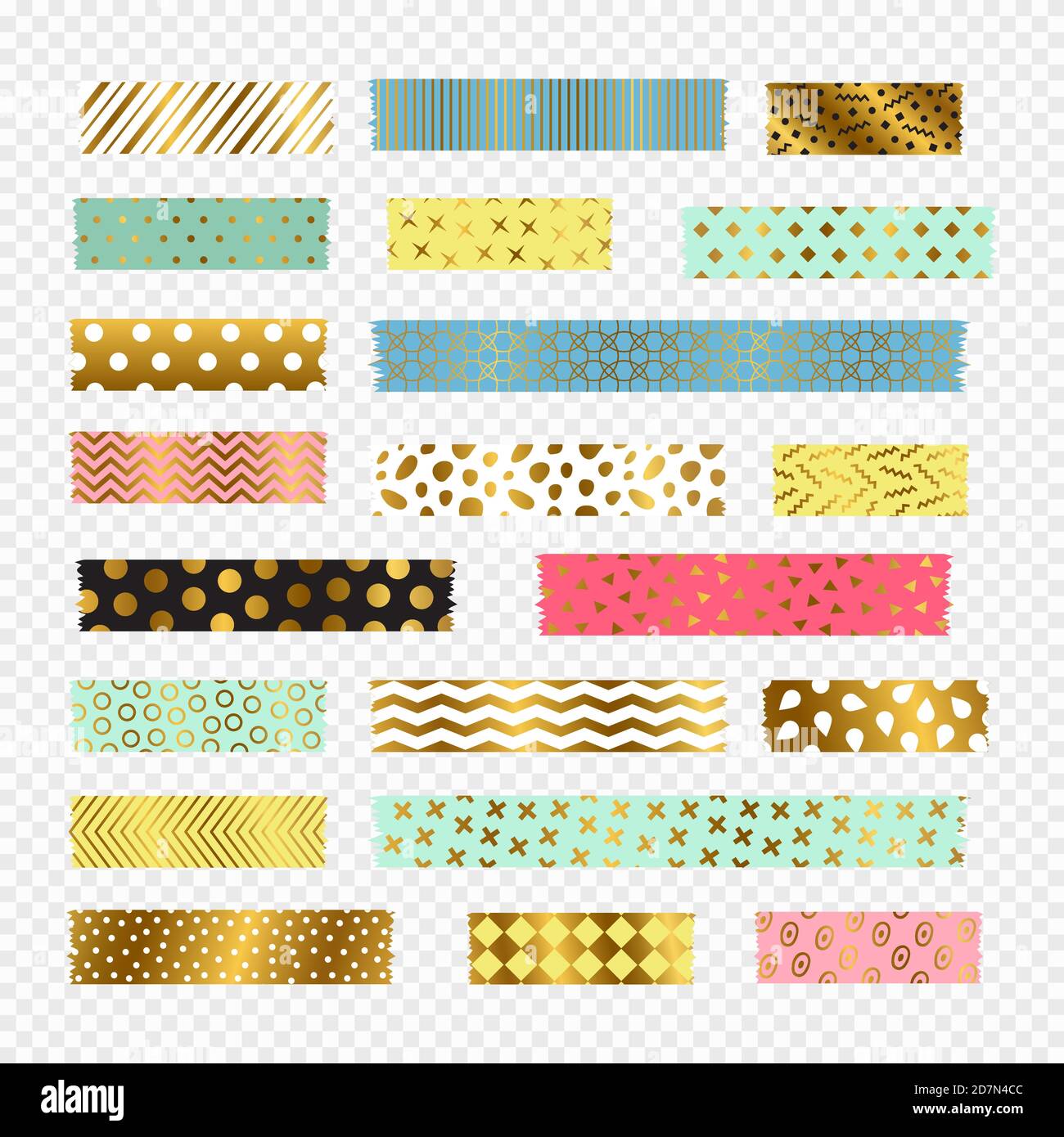 Strisce colorate dorate di nastro lavi, elementi vettoriali di album. Schema di applicazione adesivo strappato, nastro adesivo in lavi Illustrazione Vettoriale