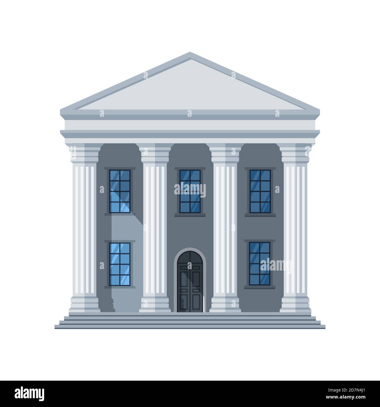 Icona Vector Flat Public Building. Edificio amministrativo della città isolato su sfondo bianco. Illustrazione del design della casa di architettura governativa, del municipio esterno Illustrazione Vettoriale