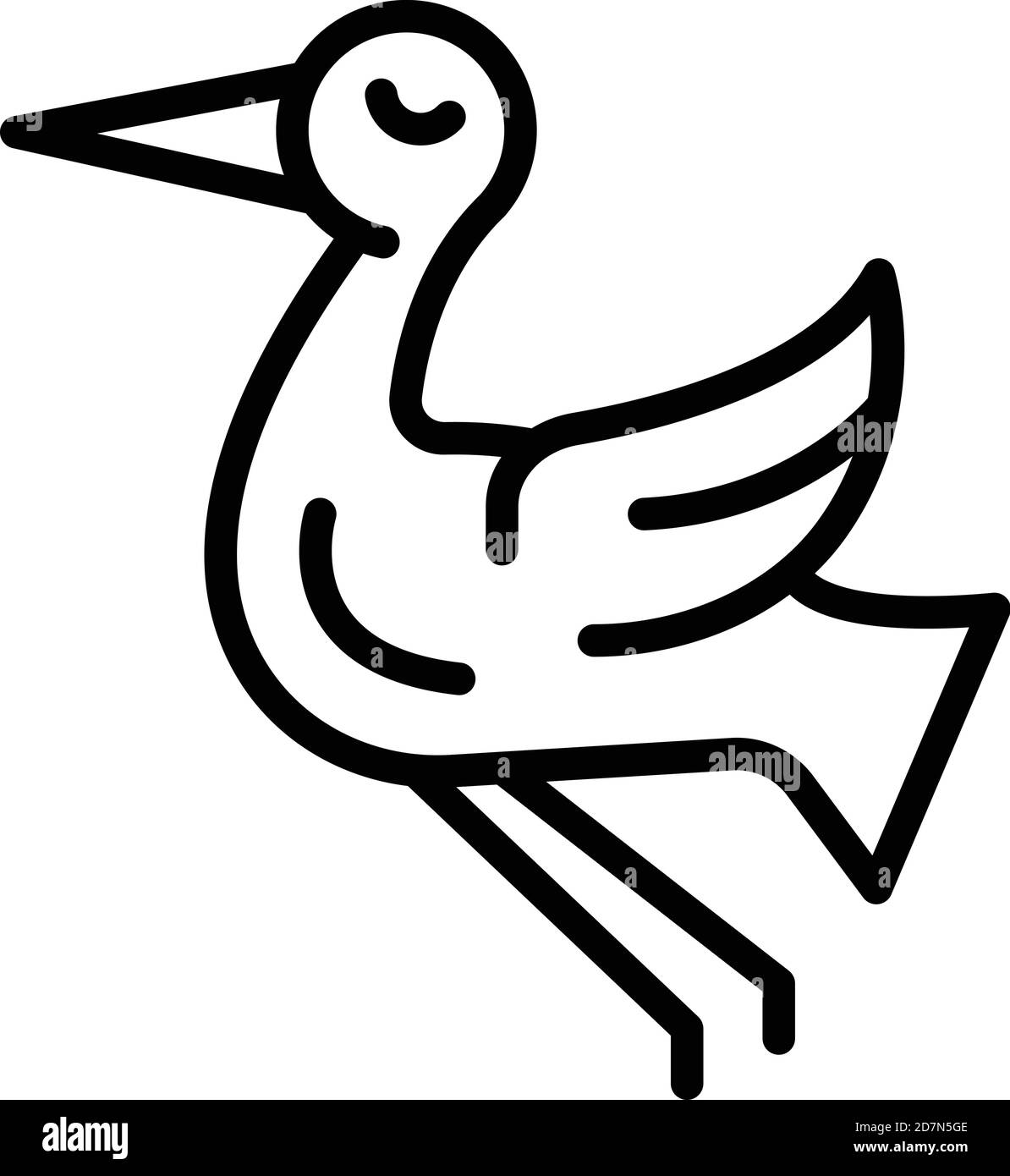 Icona della cicogna danzante. Contorno danza cicogna icona vettore per web design isolato su sfondo bianco Illustrazione Vettoriale