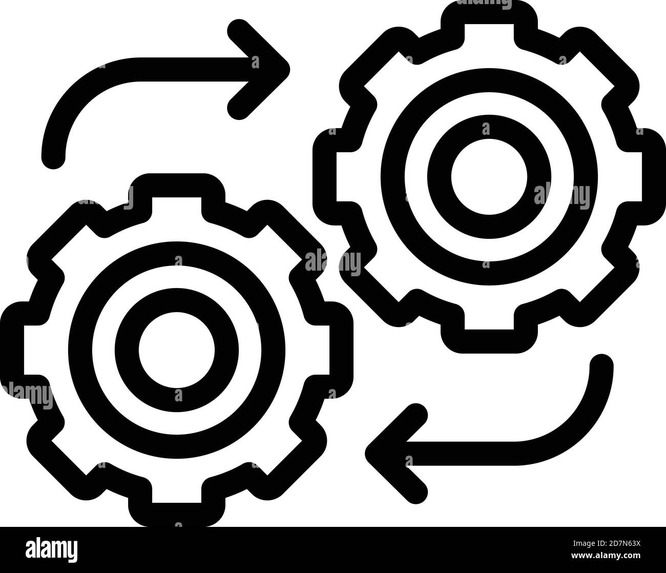 Icona della ruota dentata di adattamento. Icona vettoriale della ruota dentata di adattamento del profilo per il web design isolato su sfondo bianco Illustrazione Vettoriale