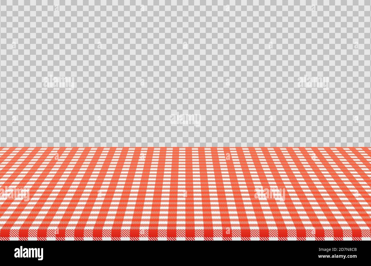 Tavolo da picnic vettoriale con motivo rosso a scacchi di tovaglia di lino isolato su sfondo trasparente. Illustrazione di tovaglia bianco rosso, modello di lino Illustrazione Vettoriale