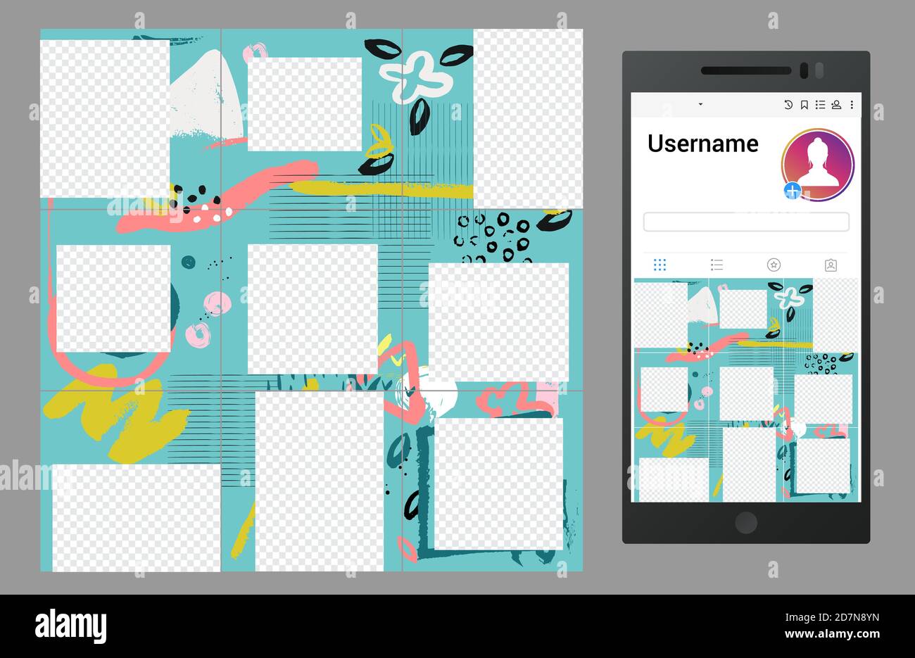 Ispirato dal design dei modelli di puzzle dei social media instagram Vector. Sfondo per app smartphone con cornice per illustrazioni fotografiche Illustrazione Vettoriale Ispirato dal design dei modelli di puzzle dei social media instagram Vector. Sfondo per app smartphone con cornice per illustrazioni fotografiche Illustrazione Vettoriale