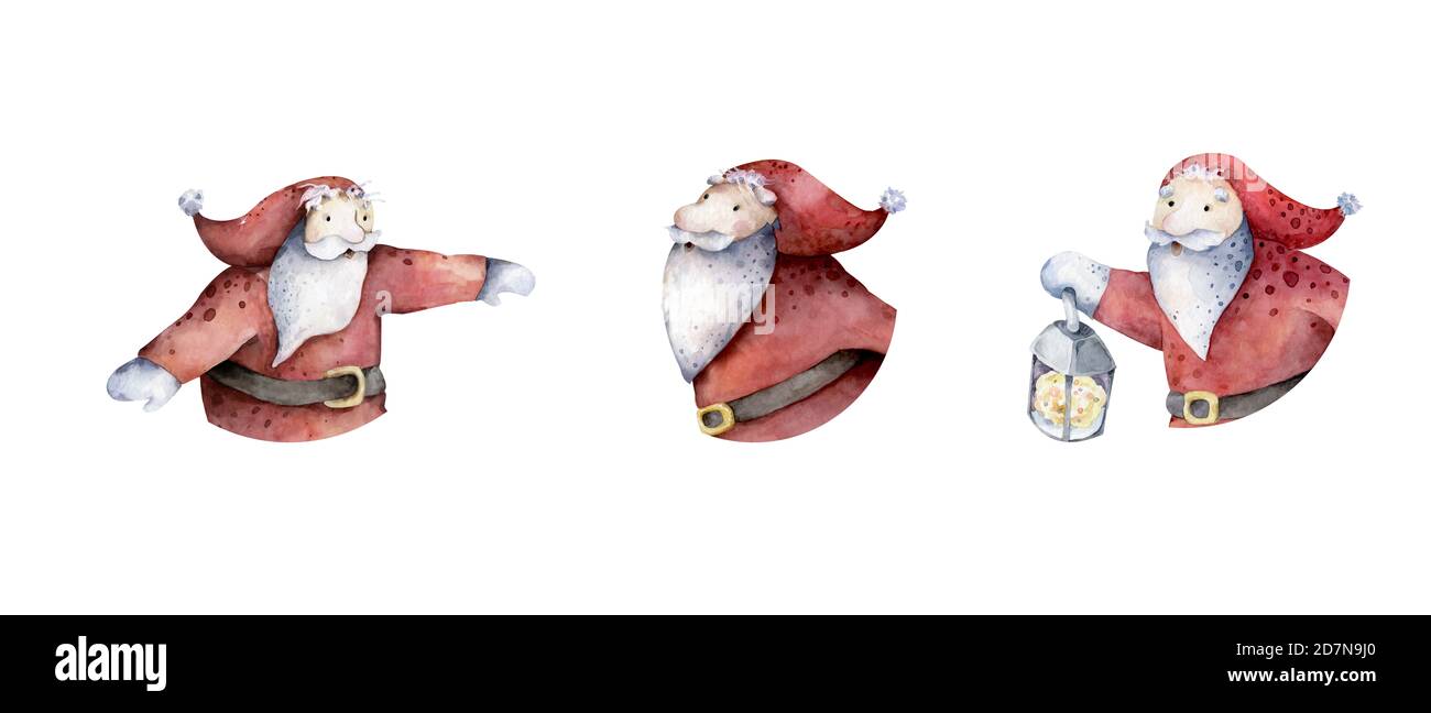 Set di quattro distintivi con il volto di Babbo Natale Foto Stock
