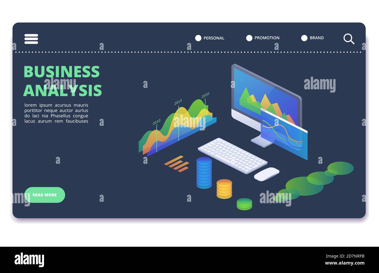 Grafici di statistiche di affari, concetto vettoriale di diagrammi. Modello banner di analisi finanziaria. Diagramma dei dati di analisi, grafico finanziario e illustrazione infografica finanziaria Illustrazione Vettoriale