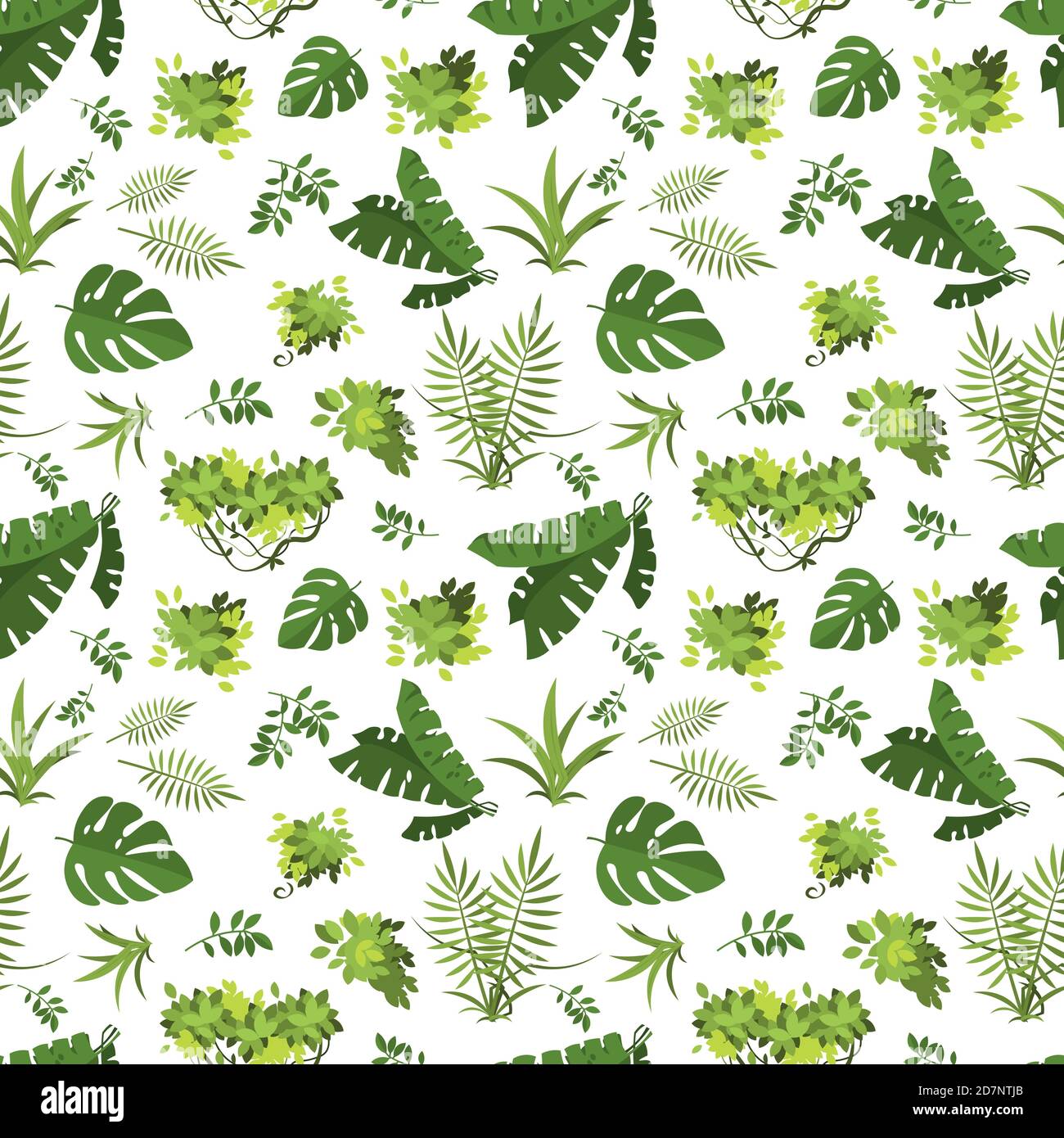 Motivo tropicale senza giunture. Giungla foglie esotiche sfondo vettoriale. Immagine della foglia verde con motivo senza giunture Illustrazione Vettoriale