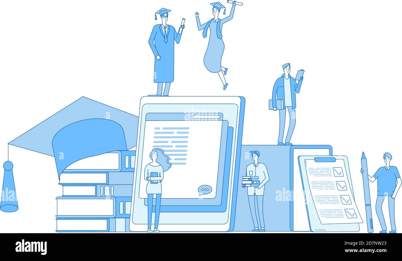 Concetto di formazione online. Cultura della biblioteca, dizionario della letteratura lettura lingua apprendimento studenti corso background vettoriale. Dizionario online, libro per l'illustrazione dello studio Illustrazione Vettoriale
